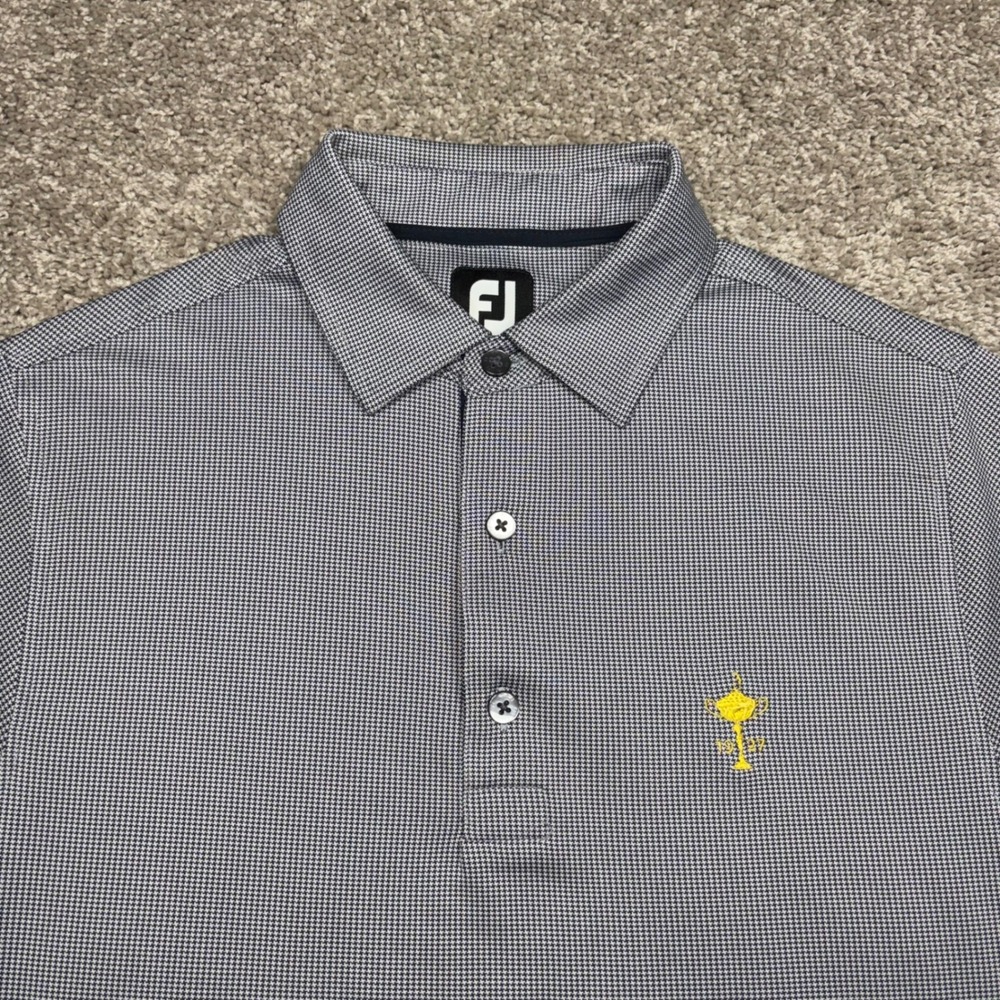 FootJoy Mens Ryder Cup 1927 Golf Polo Shirt Blue White Houndstooth Small